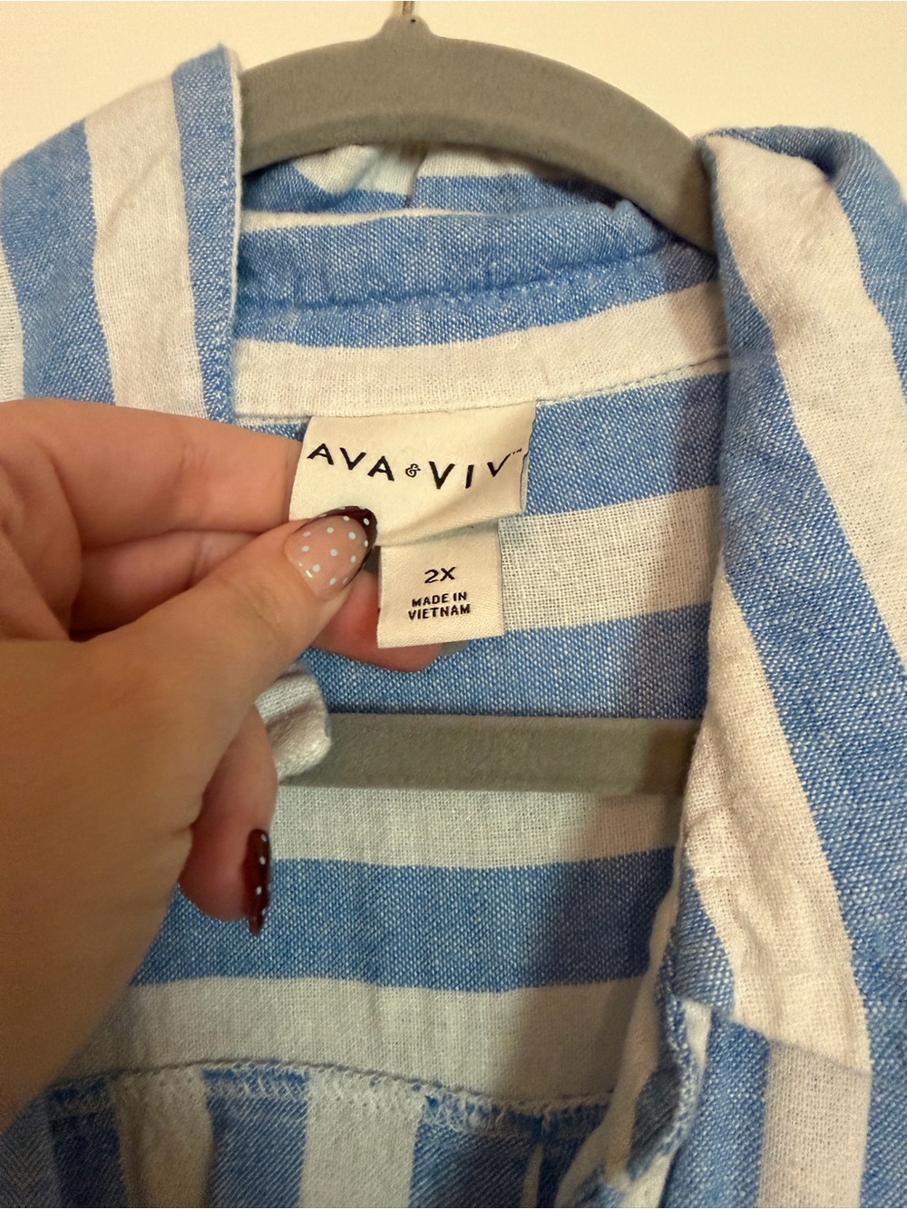 Ava & Viv Blue and White Striped Maxi Shirt Dress - Picture 2 of 4
